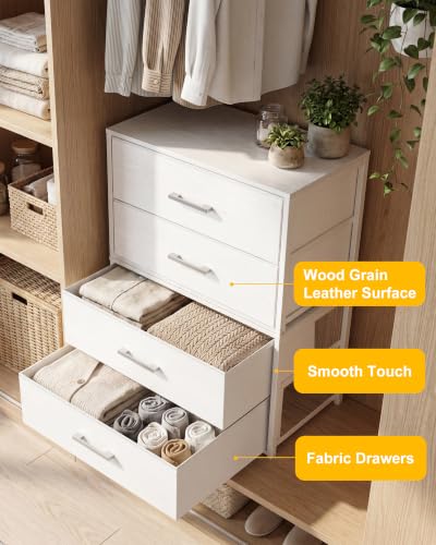 Image of Fixwal Closet Drawers for Clothes, 2 Pack, 4 Drawers Stackable, 21.2 inch Wide