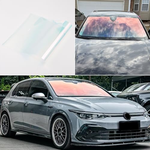 Image of Chameleon Charming Red Windshield Tint 89.3% VLT Car Front Window Tint Colorful Red Color Change Effect Car Window Solar Protection Film, 39.37 inch x 118.11 inch