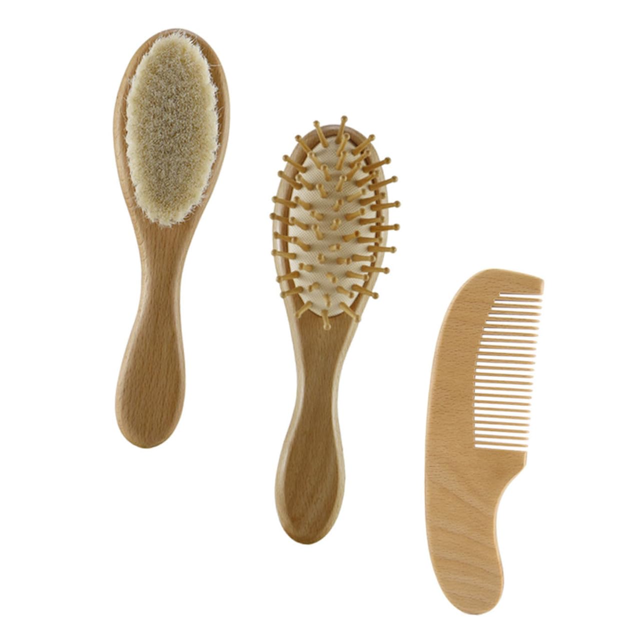 Cepillo y Peine De Lana Para Adecuado Para Recién Nacido Cuidado Del Cabello Diseño Ergonómico Para Viaje