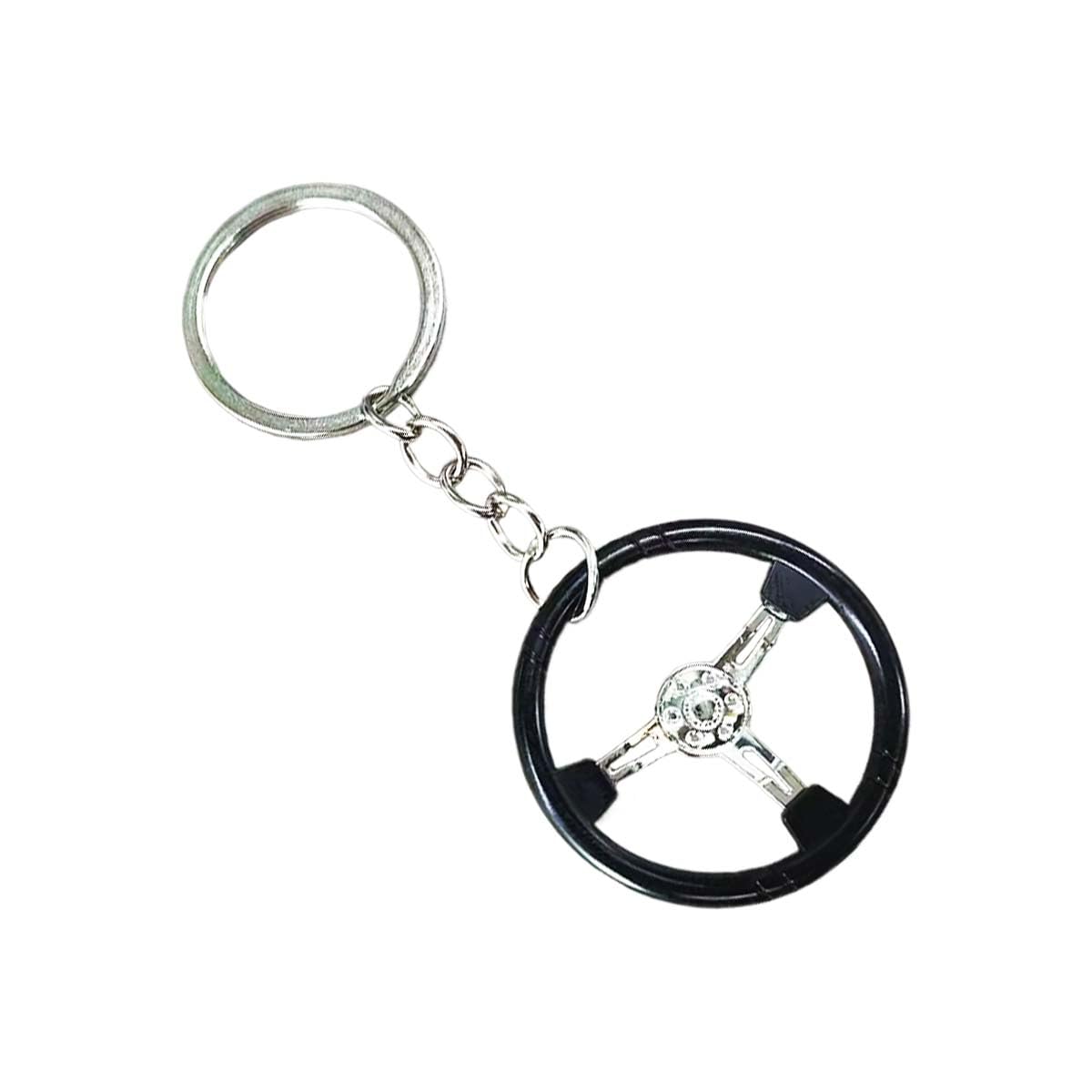Auto Parts Steering Wheel Shape Key Chain 3D Metal Car Key Holder Car Key Ring Accessories for Vehicle