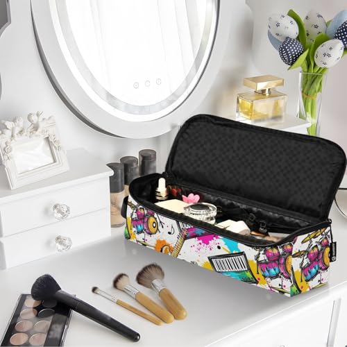 Bolsa de viaje vibrante estilo graffiti para herramientas de cabello calientes, organizador portátil para planchas, rizadores, secadores y accesorios, incluye tapete resistente al calor, diseño 2 en 1 miniatura 7