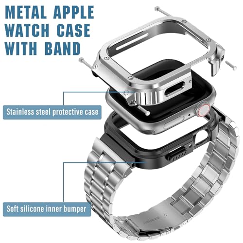 Image of MioHHR Stainless Steel Band with Case for Apple Watch Bands 44mm /42mm