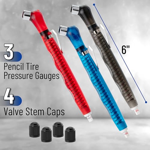 Image of UNCO Pencil Tire Gauge - 3 Pack, 10-75 PSI, Car & Bike Tire Pressure Gauge