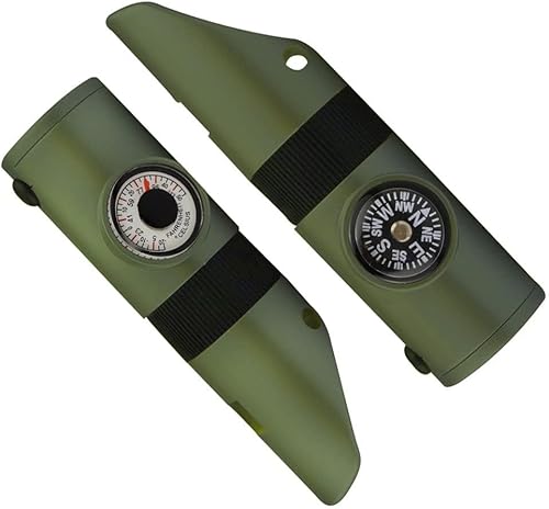 Niños supervivencia al aire libre camping multi herramienta silbato brújula LED 7 en 1 linterna