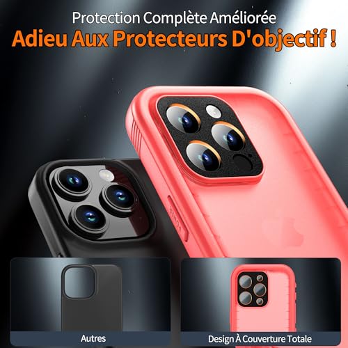Coque intégrale iPhone 13 Pro double couche hermétique rose antichoc 360 - 5