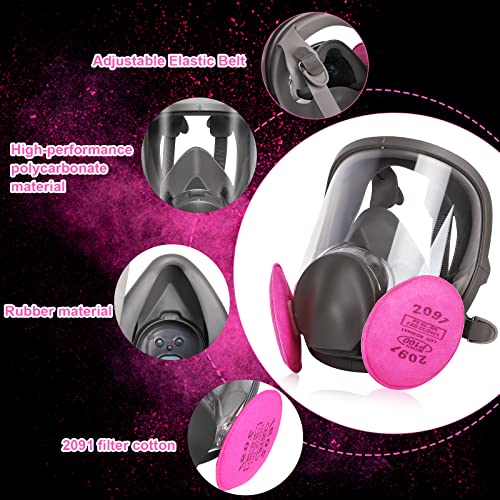 Dadumk Reusable Full Face Cover, Respirator 6800 With 2091 Filter And Earplugs, Wide Field Of View, Widely Used In Organic Vapor Gas, Paint, Dust, Chemical, Woodworking #TOP3