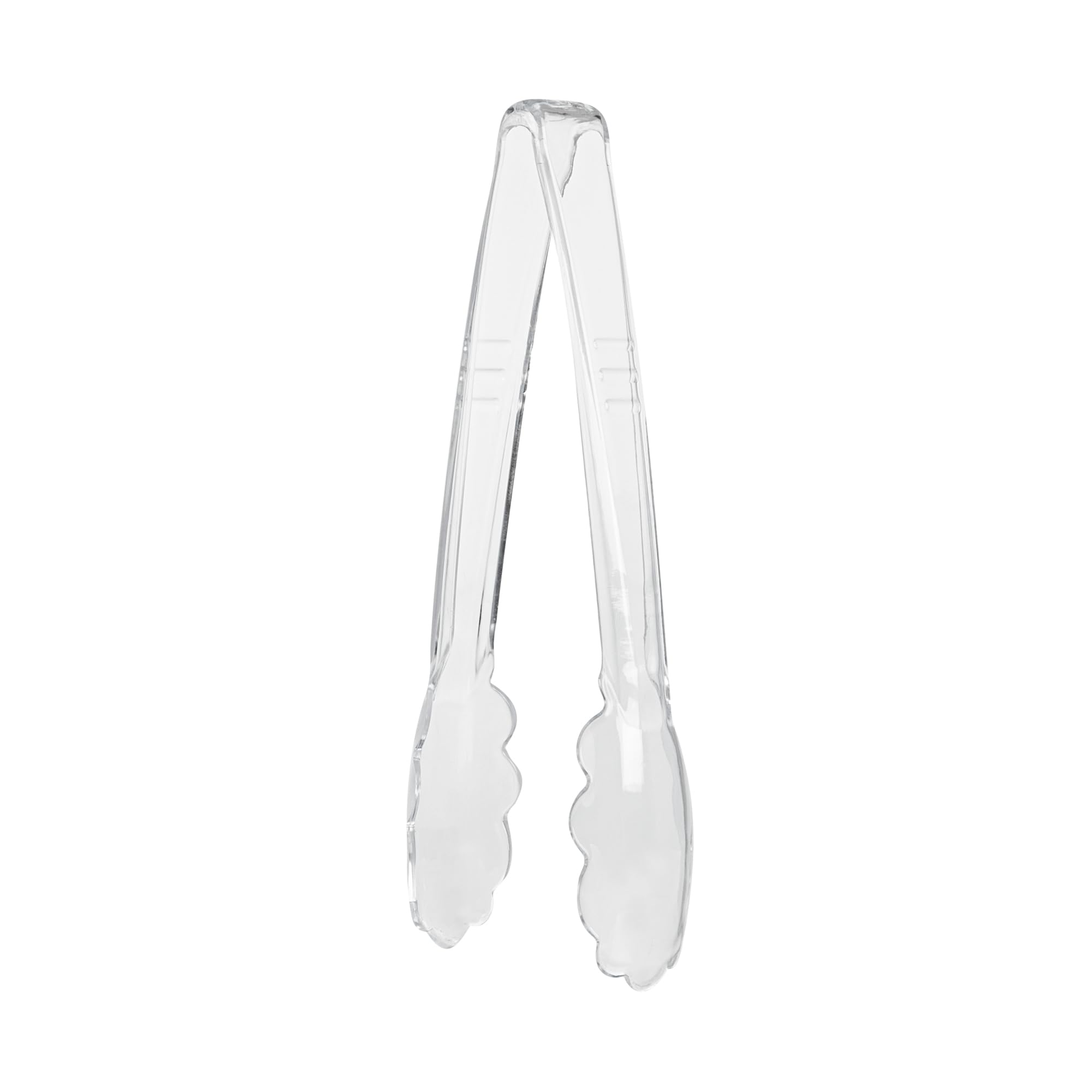Restaurantware Pinzas transparentes para servir, 100 unidades, pinzas de plástico desechables resistentes de 9 pulgadas con asas largas y bordes festoneados para eventos con catering, bodas o bufés y