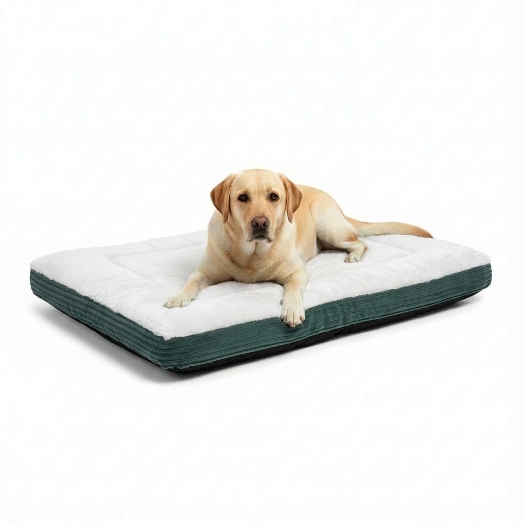 MH Home Dog Bed With Removeable Washable Cover, Pet Cat Beds Cushion Mattress, Soft Warm Dog Mat Pad For Dogs (Large 75 x 100 cm, Cozy Paws)