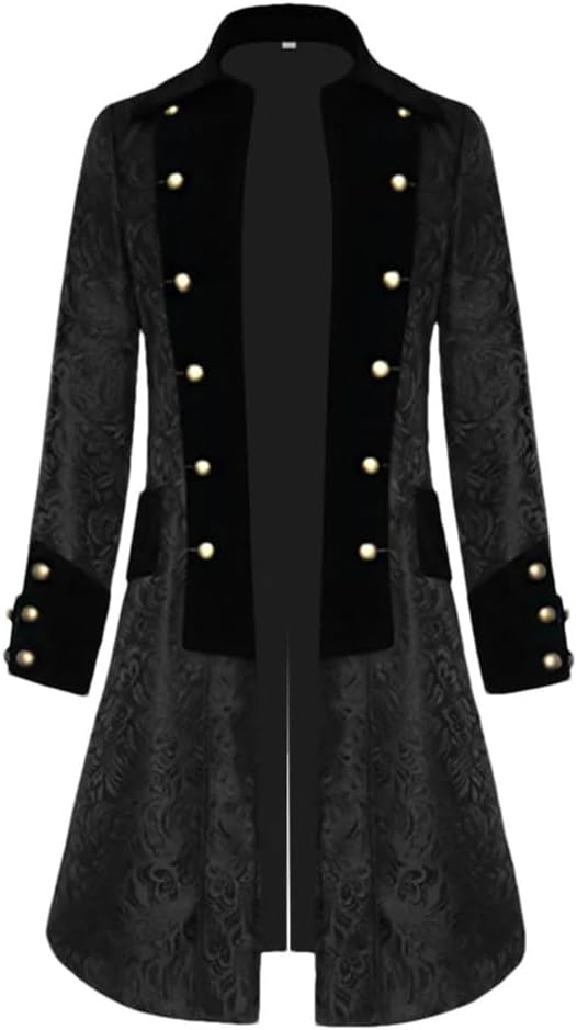 Halloween Medieval Tailcoat Jacket Men Solid Color Uniform Coat Gothic Victorian Frock Uniform