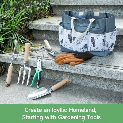 9-Piece Gardening Tools Set - Complete Gardening Kit with Heavy-Duty Stainless Hand Tools, Durable Storage Bag with Garden Accessories, Ideal Gardening Gifts for Women, Men, Gardeners - Image 4
