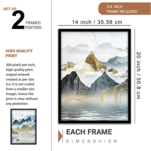 Image of NoWorries Hills Scenery Wall framed paintings for home decoration (13x19inches) (Theme-Nature) Wall art for home decor (Set of 2) Big frames (Art-1)