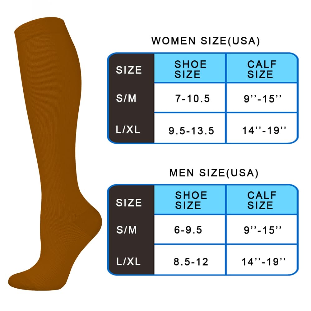 Aoliks Calcetines de compresión para mujeres y hombres, calcetines de circulación hasta la rodilla para enfermeras atléticas