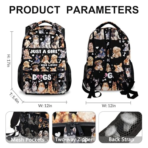 Kids School Backpacks, Cute Dog Bookbag, 17 Inch Large Capacity Girls Boys Schoolbag for Gift, Casual Bookbag for Preschool Elementary Kindergarten School Travel2