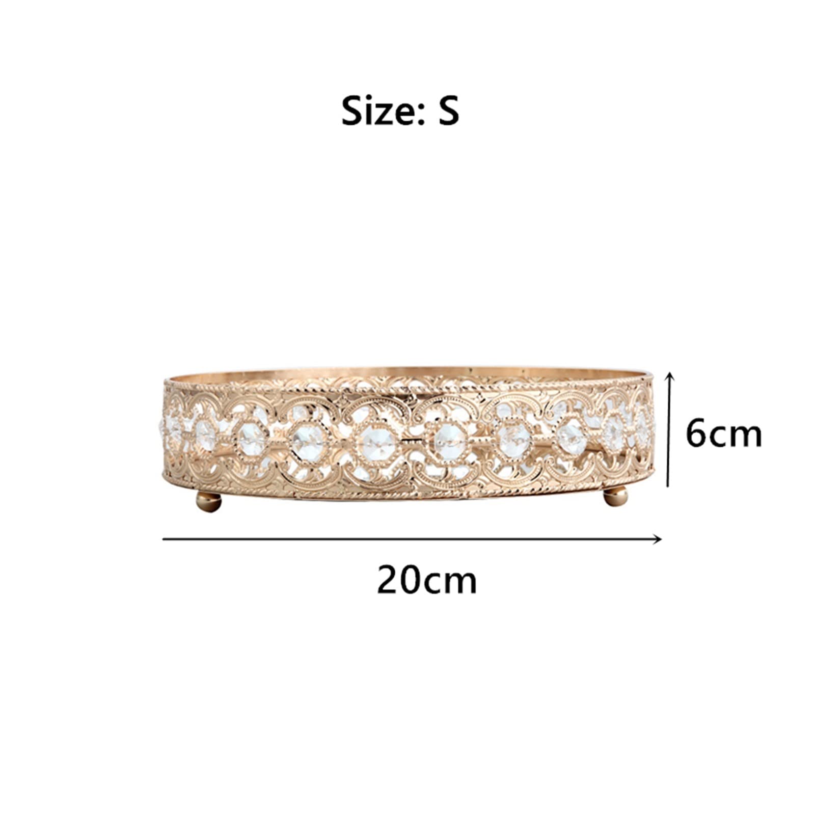 Bandeja de Espejo de Vidrio Tallado Hueco - Soporte Decorativo de 25 cm para desayunos, postres, Frutas y Joyas. Elegante Bandeja para Servir (20 cm)
