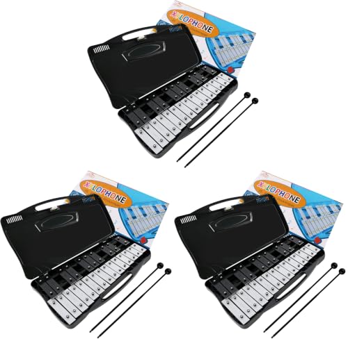 Image of EASTROCK Xylophone, 25 Notes Glockenspiel, Professional Xylophone Instrument, Gifts (Pack of 3)