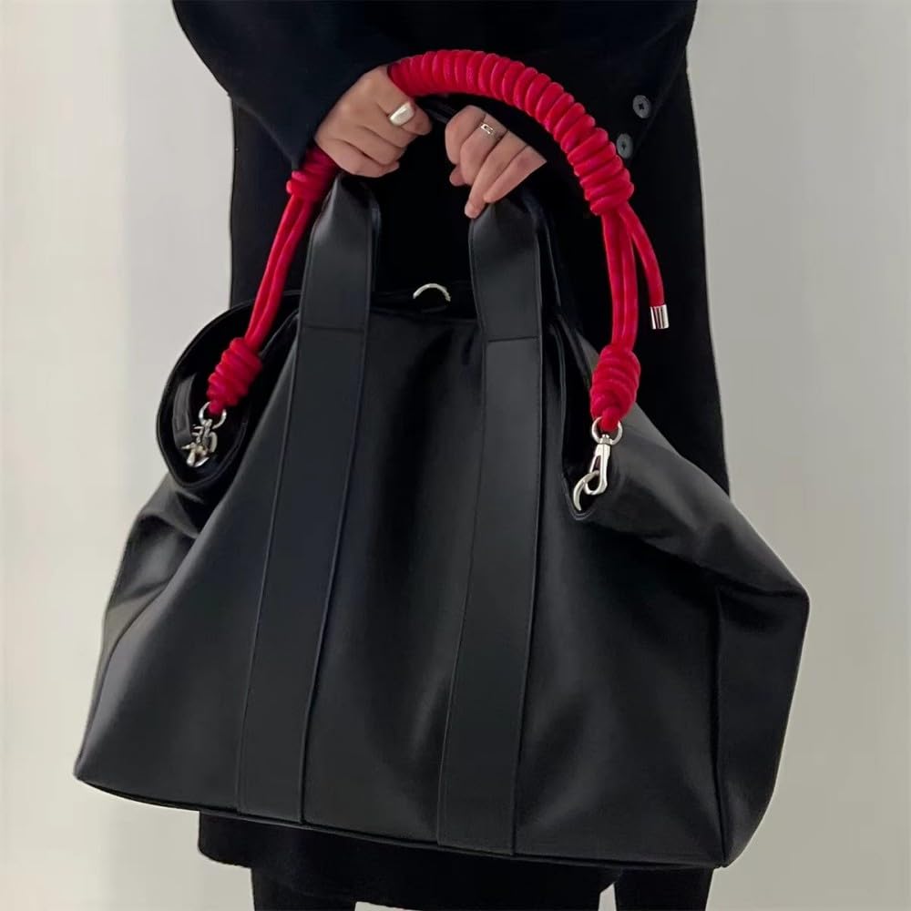 CYBHSM Borsa a tracolla in corda intrecciata spessa borsa da donna per pendolari grande capacità in morbida pelle borsa a tracolla