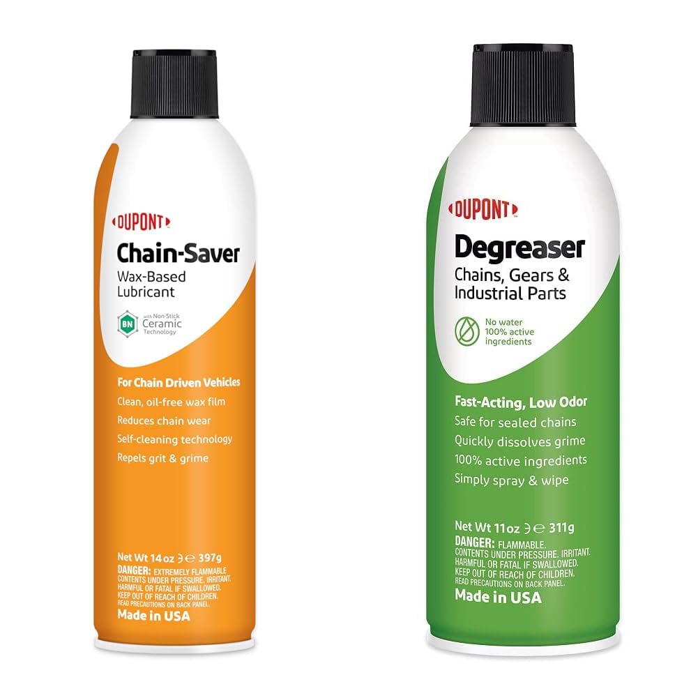 DuPont Motorcycle Chain Lubricant and Degreaser Bundle with Teflon, 14 oz and 11 oz