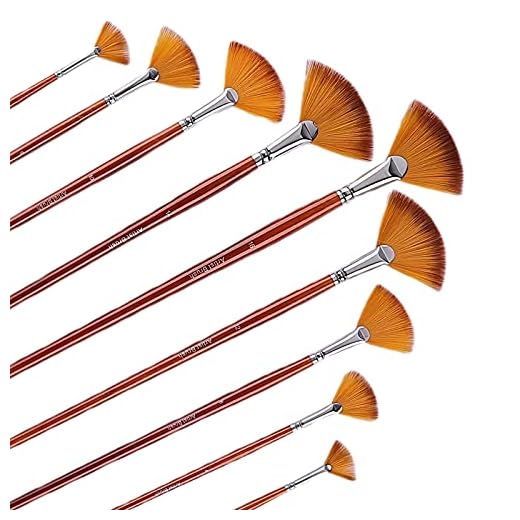 GACDR Fan Paint Brush Set of 9 Pcs, Professional Artist Acrylic Paint Brushes Set with Long Wood Handles Anti-Shedding Nylon Hair for Acrylic Watercolor Oil Painting,Rock Painting
