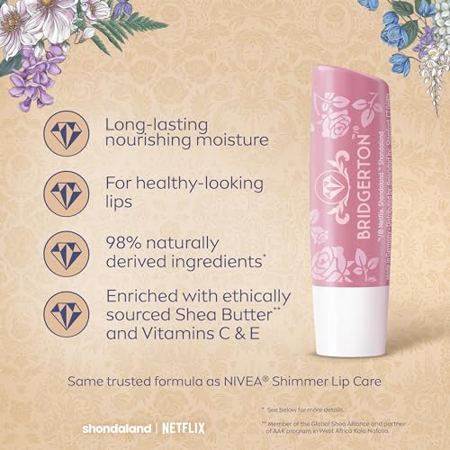 Image of NIVEA Rose Meringue Lip Care, Bridgerton Design Lip Balms, 0.17 OZ