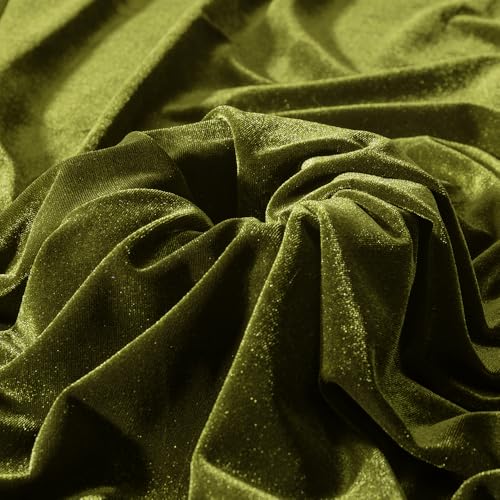 Light Olive Green Velvet Fabric by The Yard 1 Yard 60 Wide Soft Stretchy Velvet Material for Upholstery Sofa Chair Cover DIY Sewing Costume Craft Curtain