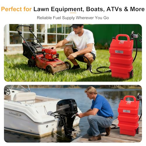 Image of FMCNMech 16 Gallon Portable Fuel Caddy with 12V Electric Pump, Forward & Reverse Fuel Transfer Tank for Gasoline, Diesel, and Kerosene, HDPE Fuel Tank with Wheels for Pickup Trucks, Lawn Mowers, Tractors, ATVs, and Garage Use