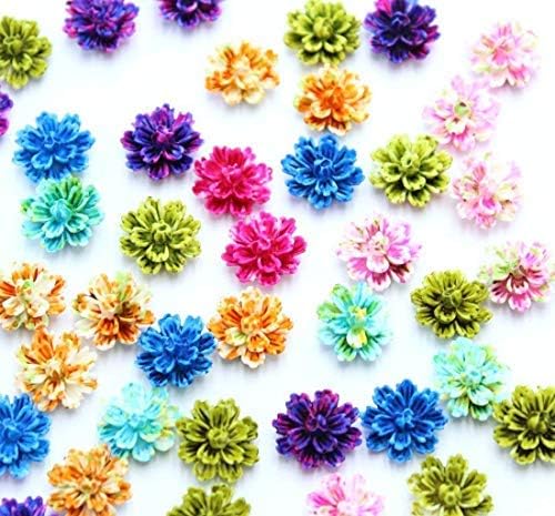 QianCraftKits 140Pcs Resin Flowers Layered Daisy Flower Resin Flatback Cabochon for DIY Phone Case/Scrapbooking/Craft Decoration 12mm(140pc,7colors) (style1)