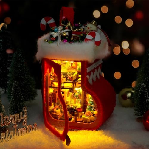 Soporte para libros de Navidad con luz LED para estanterías oscuras 2