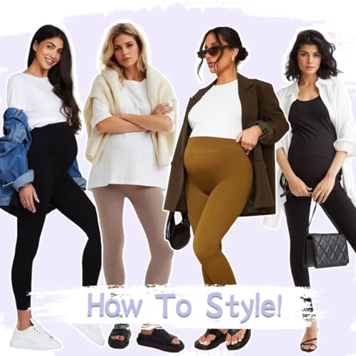 Groteen 3 Pack Women'S Maternity Leggings Over The Belly With Pockets Super Soft Workout Pregnancy Yoga Pants thumb #1