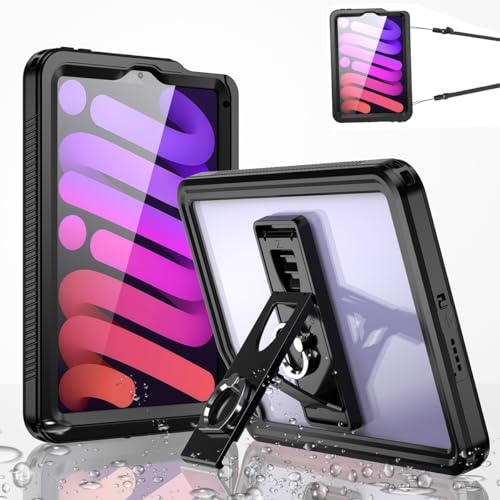 iPad mini7 ケース A17 Pro 2024モデル 第7世代 iPad Mini 6 2021防水ケース iPad Mini 第6世代8.3インチ 防水カバー タブレットケース IP68 完全防水 防塵 耐衝撃 水場 全面保護 安心感 指纹認証対応手触りクリア 調節可能ストラップ付き 軽量アウトドア お風呂 プールiPad mini 7/6 防水ケース (8.3インチ)