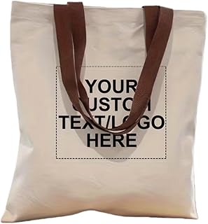 カスタマイズ可能 キャンバストートバッグ, 持ち手付き, 綿素材、上質生地、日本製、ショルダーバッグ, 40x35cm, オリジナルデザイン印刷対応,ブラウンリボン【画像とテキストをカスタマイズ可能】