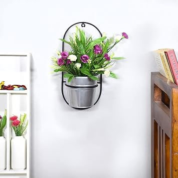 BBH Homes Handmade Silver Round Shaped Iron Planters 4.4 x 4.6 x 4.6 Inch AMBBVK1006