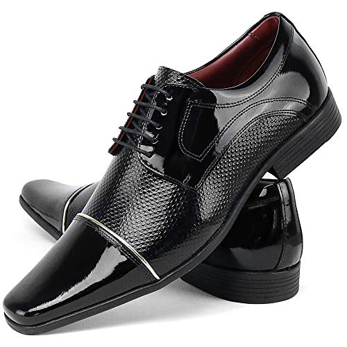 Sapato Social Neway em Couro Preto Ouro