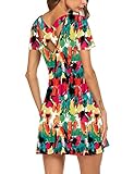 Feager Tunic Dress for Women Summer Casual Tshirt Dress Tie Dye Short Sleeves Sundress Colorful L