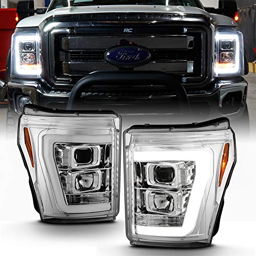 ACANII - For 2011-2016 Ford F250 F350 F450 SuperDuty LED Light Tube DRL Projector Headlights Driver & Passenger Side