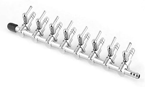 Miniatura 2 de Grifos del colector de la válvula de control de la bomba de aire de 8 vías del tanque de peces del acuario tono plateado