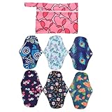 Homoyoyo 7 Stück Waschbare Damenbinden Mittlere Größe Aus Atmungsaktiver Bambusfaser Natürliche Desodorierung Hohe Saugfähigkeit Mit Stabilem Druckknopf Wiederverwendbar Für Menstruation Und Stillzeit