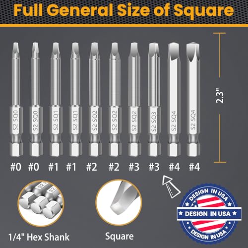 MulWark Robertson Square Allen Wrench Drill Bits Set 10PC Screwdriver Bit Set - image 6