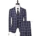 Men 3 Pieces Suit Spring Autumn Plaid Slim Fit Business Formal Casual Check Suits Office Work Party Prom (Color : White Size : XXL for 70 to 75 kg) (Blue XL for 65 to 70 kg)