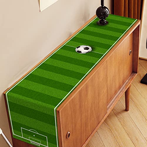 Nepnuser Linen Soccer Table Runner Sport Table Decoration Boy Soccer Birthday Party Supplies For Farmhouse Rustic Vintage Table Cover Home Kitchen Dining Room (13" X 72") #TOP3