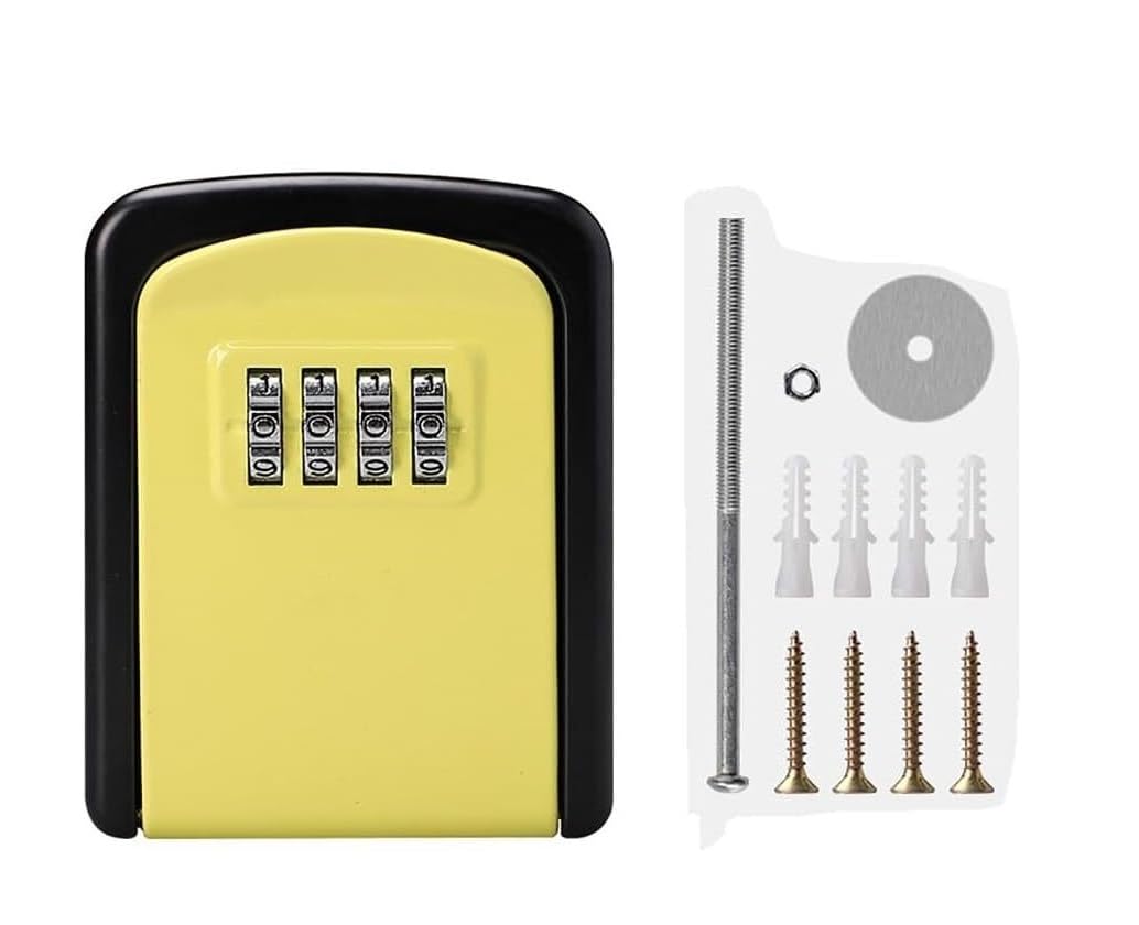 4-Digit Key Lock Box,Secure Safe,Password,Weatherproof Keysafe,Suitable For Home,Factory(Unique Colour)