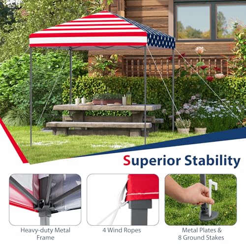 Image of Tangkula 6.6x6.6 Ft Pop Up Canopy, 1 Person Instant Setup Portable Canopy Tent with Center Lock, UPF 50+ Sun Protection, 8 Stakes, 4 Ropes, Carrying Bag