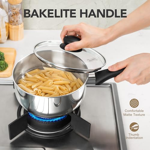 Cacerola de acero inoxidable MICHELANGELO de 6 piezas con triple base y mangos de baquelita 4