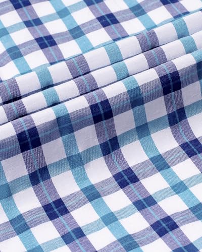 Alimens & Gentle Men'S Long Sleeve Button Down Shirts Cotton Plaid Dress Shirts Regular Fit Casual Poplin Shirts Blue Navy thumb #4