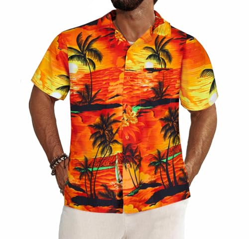 Chemise hawaïenne pour hommes REDSTAR à manches courtes et imprimé tropical
