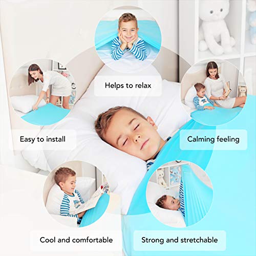 Image of Sensory Compression Blanket | Spandex Bed Sheet for Kids & Adults | Deep Relaxing Feeling, Release Oxytocin | Helps With: SPD, Anxiety, ADHD, Autism and More | Breathable & Stretchable | Twin Size