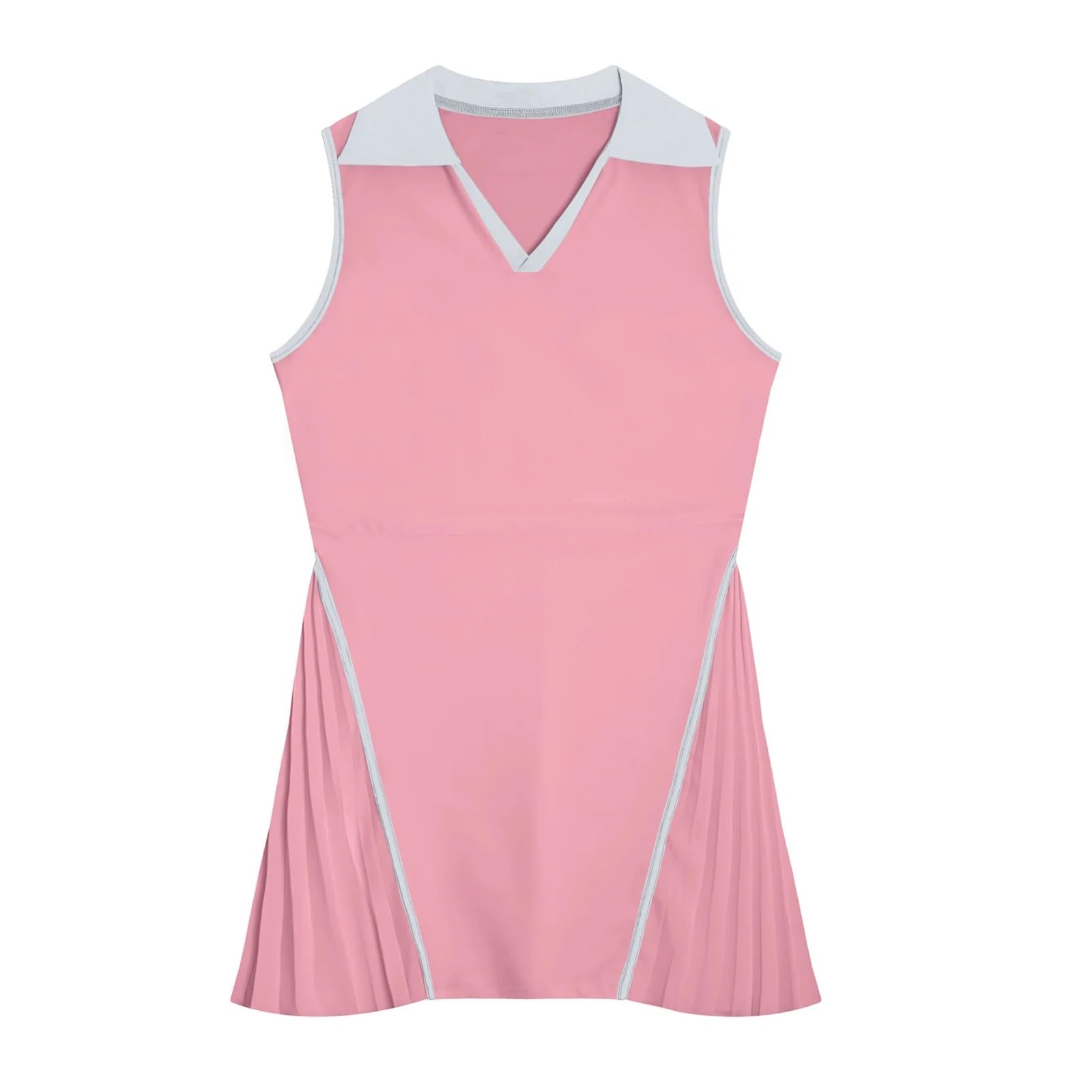 Vestido Deportivo Vestidos Deportivos de Tenis for Mujer, Ropa Golf for, Cuello en V, sin Mangas, Ribete Contraste Vestido Padel Mujer(Green,L)