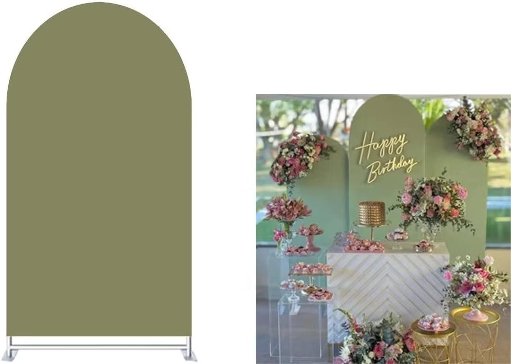 Arch Backdrop Covers Forest Jungel Green Solid Arched Stretchy Photography Wall Background for Parties Baby Bridal Shower Birthday Wedding Prom Party