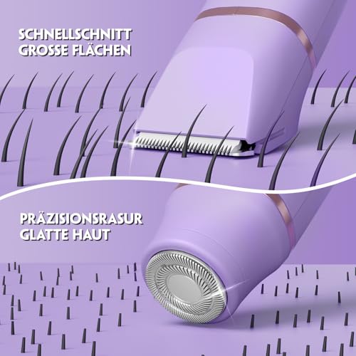 3 in 1 Intimrasierer für Frauen, Tiovara Elektrischer Rasierer Damen für Gesicht Bikinizone Beine, Wasserdicht & Sanft zu Empfindlicher Haut, Nass & Trocken Rasierer mit USB-Aufladung