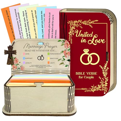 NETHOMEWOODS Marriage Bible Verse Box – 150 Prayer Cards, Christian Wedding Gift for Couples Mom Dad, Inspirational Scriptures, Housewarming Gifts