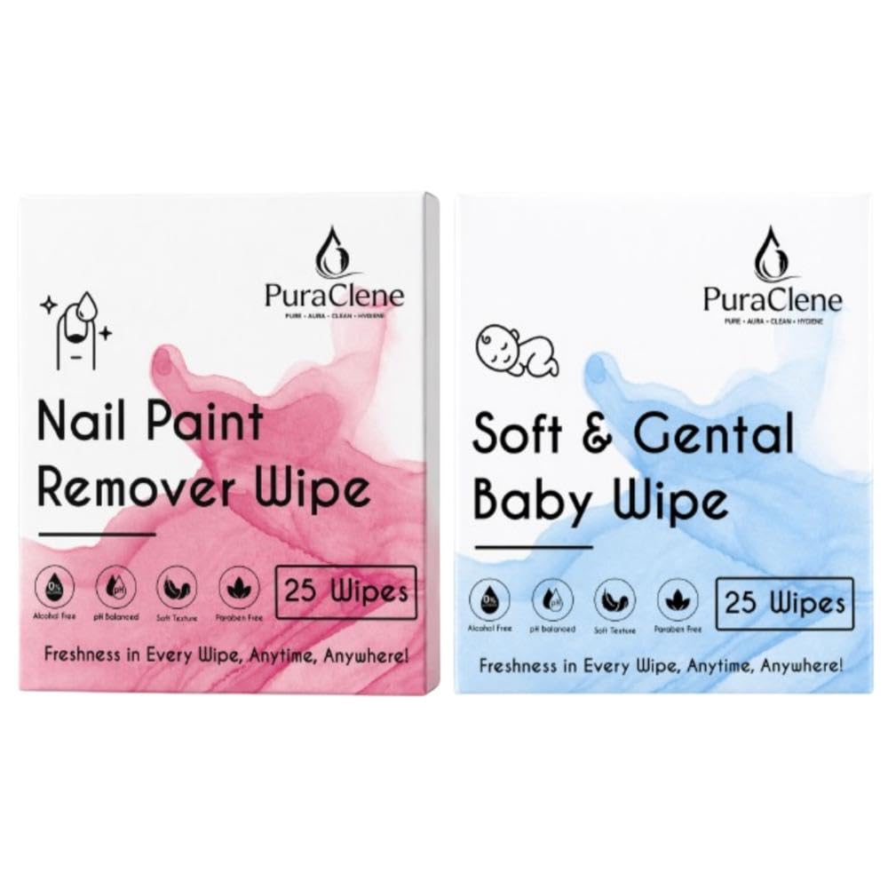 Soft & Gentle Cleansing Baby Wipes & Nail Paint Remover Wipe Combo Pack | Dermatologist-Tested, Gentle, Vegan, Biodegradable | 2 Packs, 50 Wipes | for All Skin Types, Ph Balanced-image-35